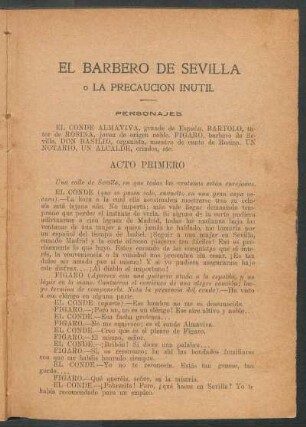 El barbero de Sevilla o La precaución inútil
