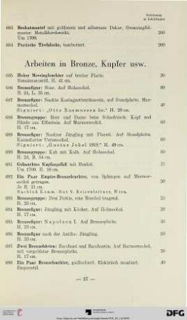 Arbeiten in Bronze, Kupfer usw. (Nr. 685-708)