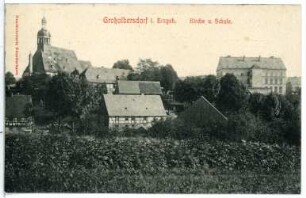 Großolbersdorf. Kirche mit Schule
