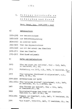 7. Notizen Benndorfs zu Literatur und Kunst