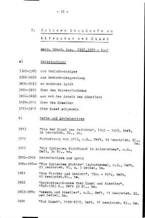 7. Notizen Benndorfs zu Literatur und Kunst