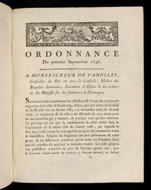 75-78, Ordonnance Du premier Septembre 1746