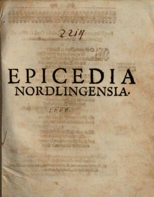 Epicedia Nordlingensia, in Joh. Mich. Dilherri memoriam concinnata