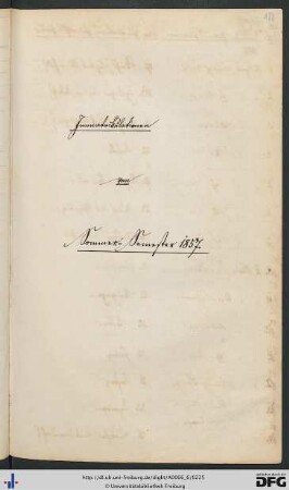 [fol. 188] Sommersemester 1857