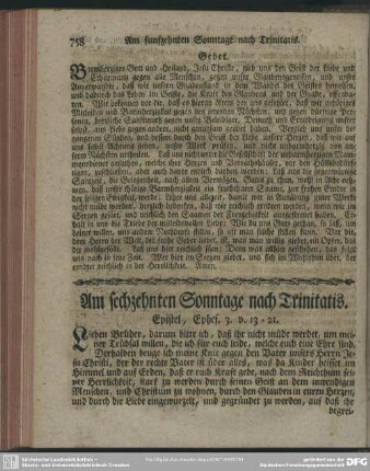 Am sechzehnten Sonntage nach Trinitatis. Epistel, Ephes. 3. v. 13-21