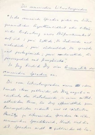 1-16, Die romanischen Literatursprachen