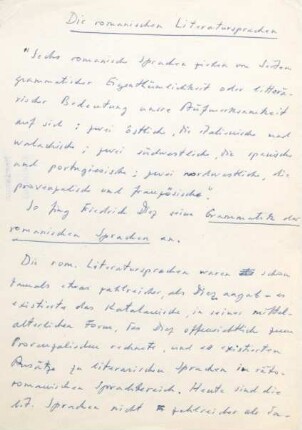 1-16, Die romanischen Literatursprachen
