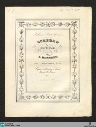 Scherzo pour le piano : À Monsieur Robert Schumann; Oeuv. 9