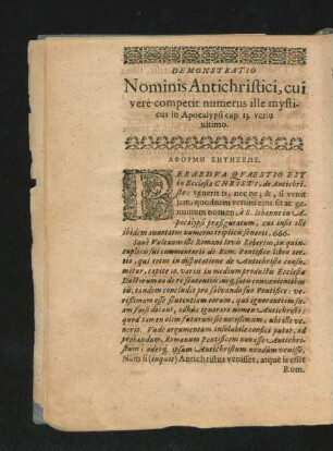 Demonstratio Nominis Antichristici, cui vere competit numerus ille mysticus in Apocalypsi ...