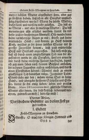 805-828, Vierter Absatz. I. Gebett - VII. Gebett; Kurtze Tag-Zeiten; Litaney