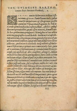 Iacobi Cuiacii Observationum et emendationum libri II : ad Barthol. Fayum