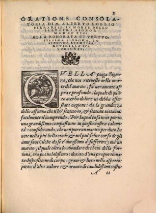 Oratione consolatoria in morte dello Illustre Signor Marco Pio : alla honorata Signora, la Signora Lucretia Roverella, sua consorte