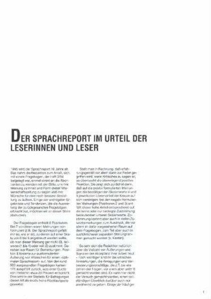 Der Sprachreport im Urteil der Leserinnen und Leser