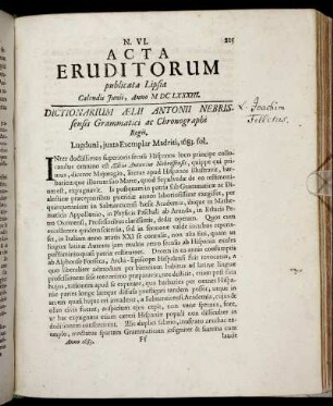 N. VI. [...] Calendis Junii, Anno M DC LXXXIII.