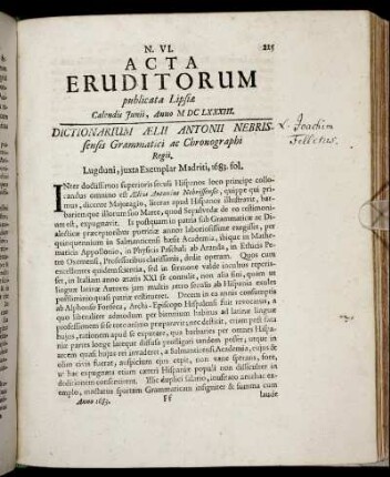 N. VI. [...] Calendis Junii, Anno M DC LXXXIII.