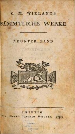 C.M. Wielands Sämmtliche Werke, Neunter Band