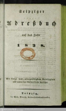 1838: Leipziger Adreß-Buch
