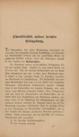 Charakteristik unserer socialen Gesetzgebung