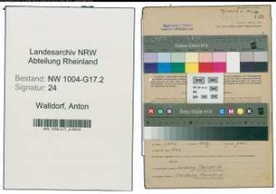 Entnazifizierung Anton Walldorf , geb. 03.09.1887 (Kaufm.Angestellter)