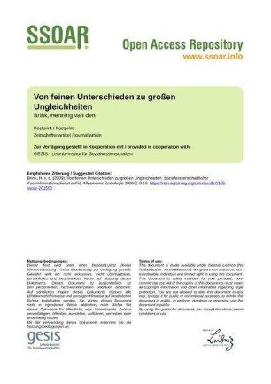 Von feinen Unterschieden zu großen Ungleichheiten