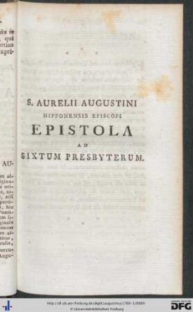 Epistola Ad Sixtum Presbyterum.