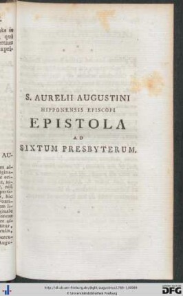 Epistola Ad Sixtum Presbyterum.
