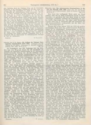261 [Rezension] Lösch, Stefan, Die Anfänge der Tübinger Theologischen Quartalschrift