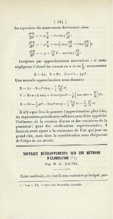 Nouveaux développements sur une méthode d´elimination.