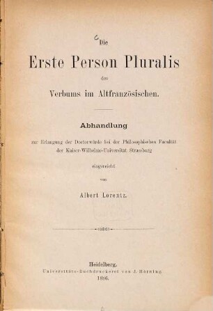 Die Erste Person Pluralis des Verbums im Altfranzösischen