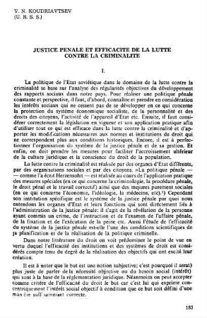183-190, Justice penale et efficacite de la lutte contre la criminalité