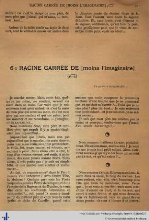 6: Racine carrée de [moins l’imaginaire].