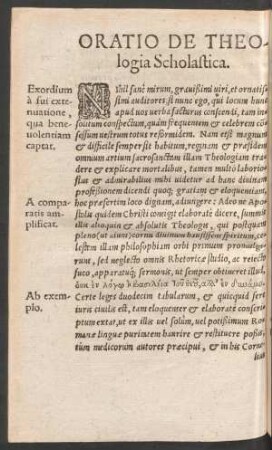 Oratio De Theologia Scholastica.