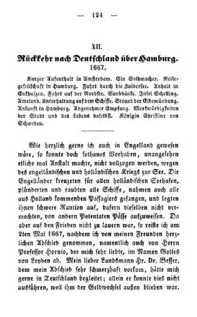 XII. Rückkehr nach Deutschland über Hamburg. 1667.