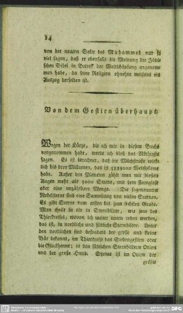 Von dem Gestirn überhaupt