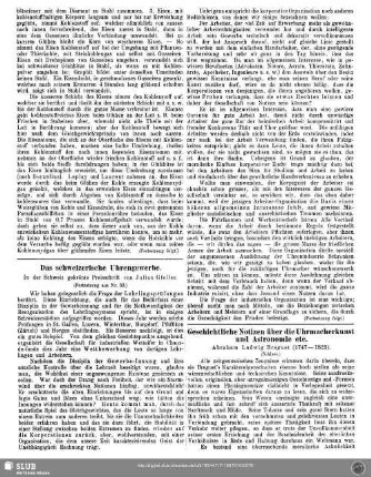 Geschichtliche Notizen über die Uhrmacherkunst und Astronomie etc. (Schluss) : Abraham Ludwig Breguet (1747-1823)