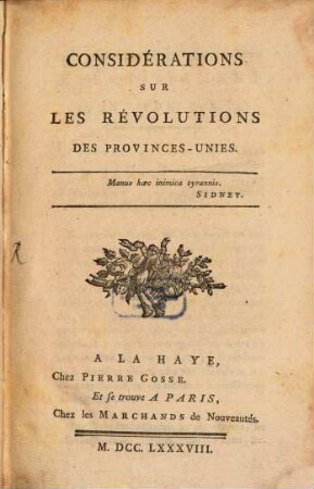 Considerations sur les Révolutiones des Provinces-Unies