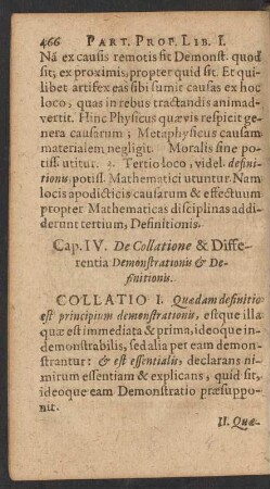 Cap. IV. [VI.] De Collatione & Differentia Demonstrationis & Definitionis.