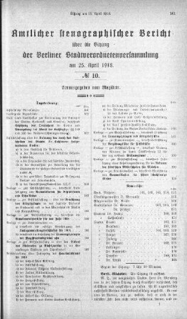 No. 10, 25. April 1918