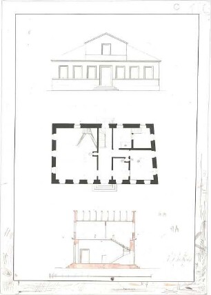 Gärtner, Friedrich von; Schulprojekte - Grundriss, Ansicht, Schnitt