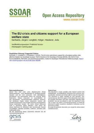 The EU crisis and citizens support for a European welfare state