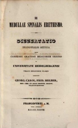 De medullae spinalis erethismo : Diss. inaug. med.