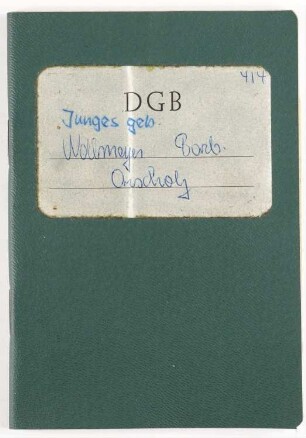 Mitgliedsbuch DGB: Barbara Junges (1963)