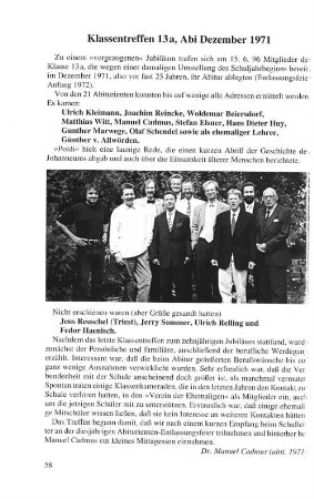 Klassentreffen 13a, Abi Dezember 1971