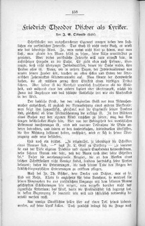 Friedrich Theodor Vischer als Lyriker. Von I. G. Oswald (Basel).