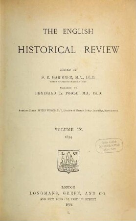 The English historical review : EHR. 9. 1894, [a]