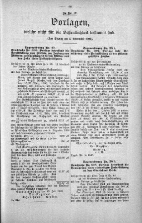 Vorlagen welche nicht für die Oeffentlichkeit bestimmt sind., 04. September 1901