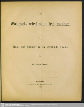 Die Wahrheit wird euch frei machen