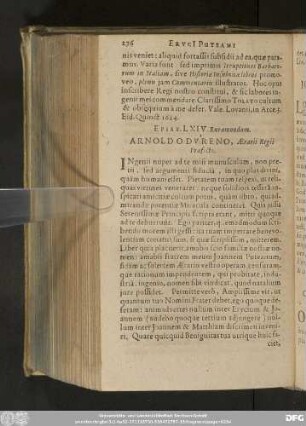 Epist. LXIV. Ruraemondum. Arnoldo Dureno, Aerarii Regii Praefecto.