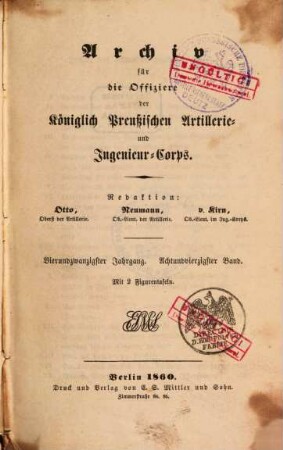 Archiv für die Offiziere der Königlich Preußischen Artillerie- und Ingenieur-Corps. 48 = Jg. 24. 1860