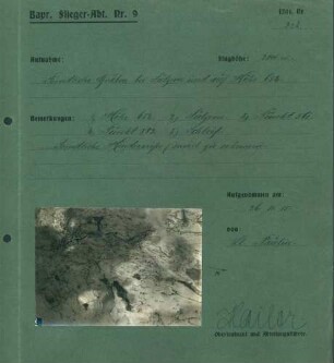 Foto feindlicher Gräben bei Sulzern (Soultzeren) und auf "Höhe 654" (Luftbild)